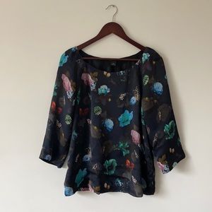 CLUB MONACO silk floral blouse